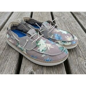 Clarks Higley Tie Sneaker Mens 10M Casual Boat Shoes Floral Hawaiian Gray Greige